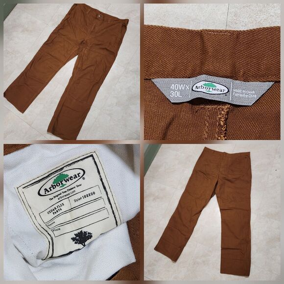 Arbor Wear Mens 30x40 Cedar Flex Pants Double Knee Canvas Brown Utility Work - Picture 1 of 13